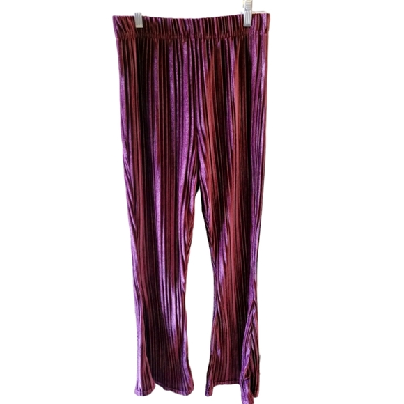 Target Pants - Target Brand Accordian Pleat Velvet  Plumb Purple Bell Bottom Pants Sz XSMALL